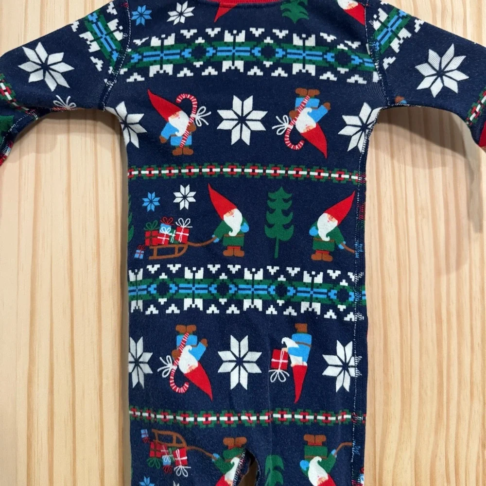 Hanna Andersson Holiday Gnome Fair‎ Isle Organic Cotton Sleeper Pajamas 6-12 Mon